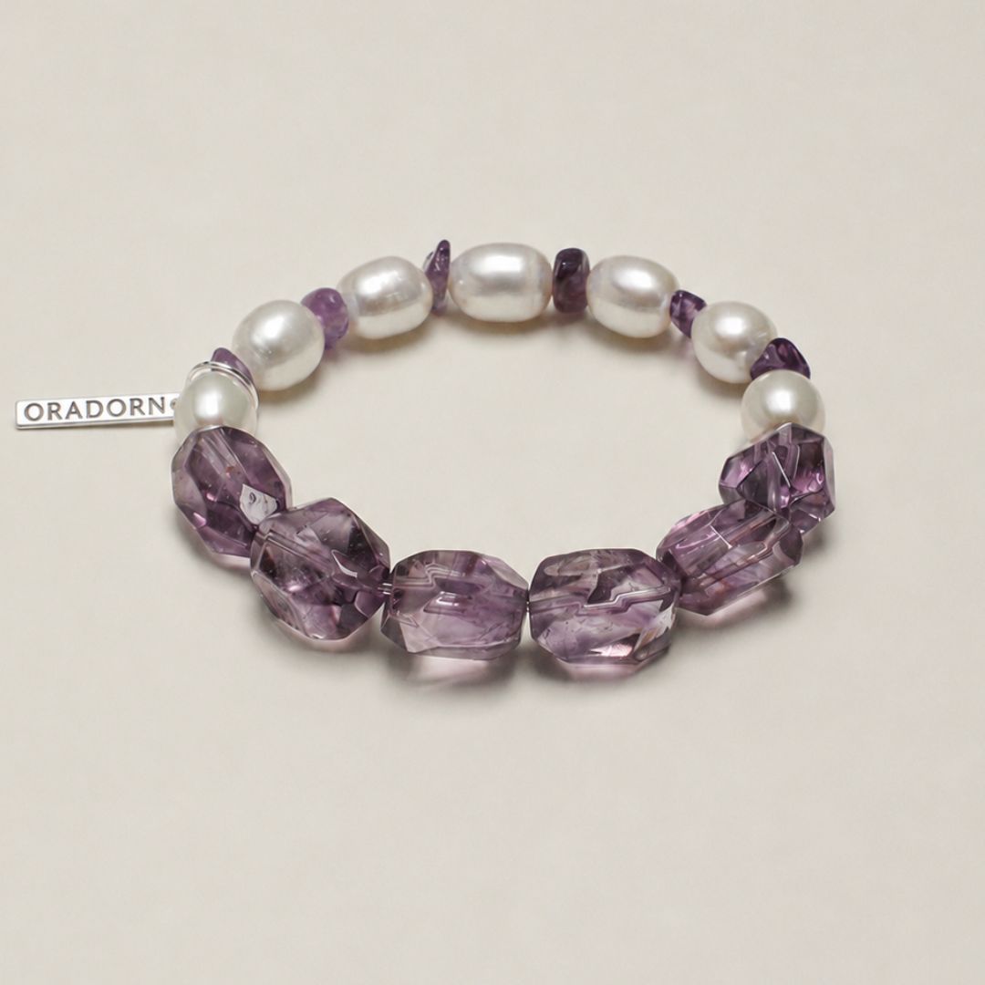 Amethyst Haze — Amethyst & Freshwater Pearl Bracelet