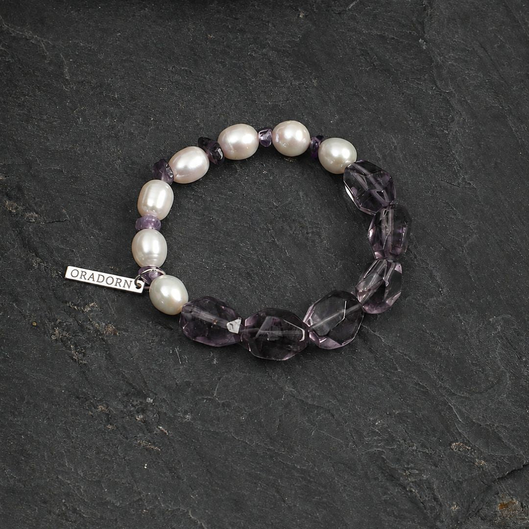 Amethyst Haze — Amethyst & Freshwater Pearl Bracelet