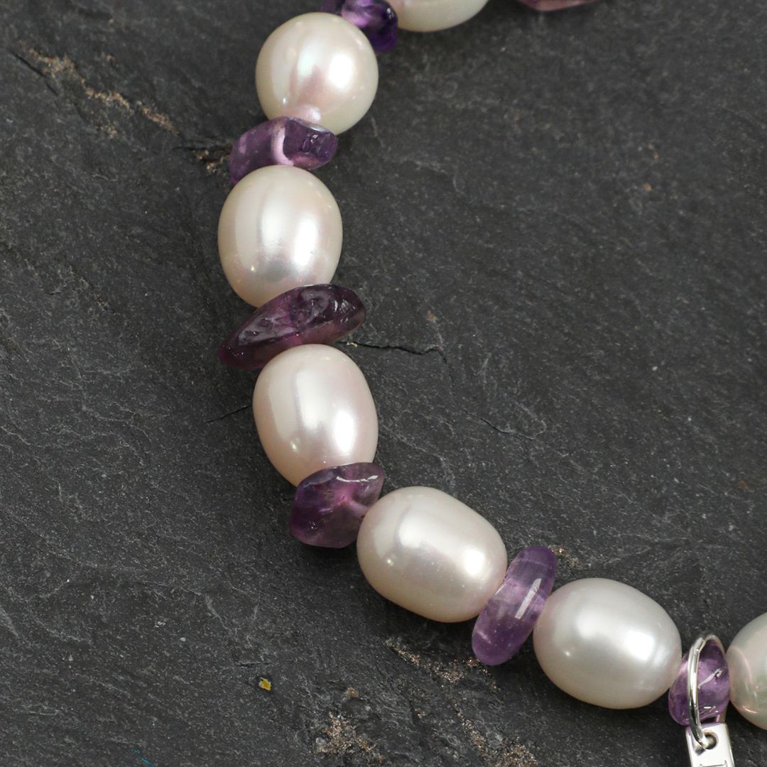 Amethyst Haze — Amethyst & Freshwater Pearl Bracelet