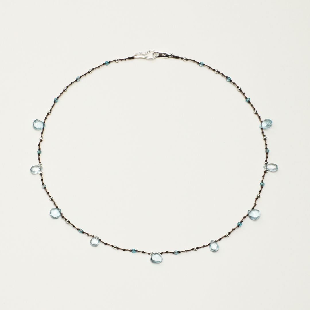 Aqua Drizzle — Topaz Drop Necklace