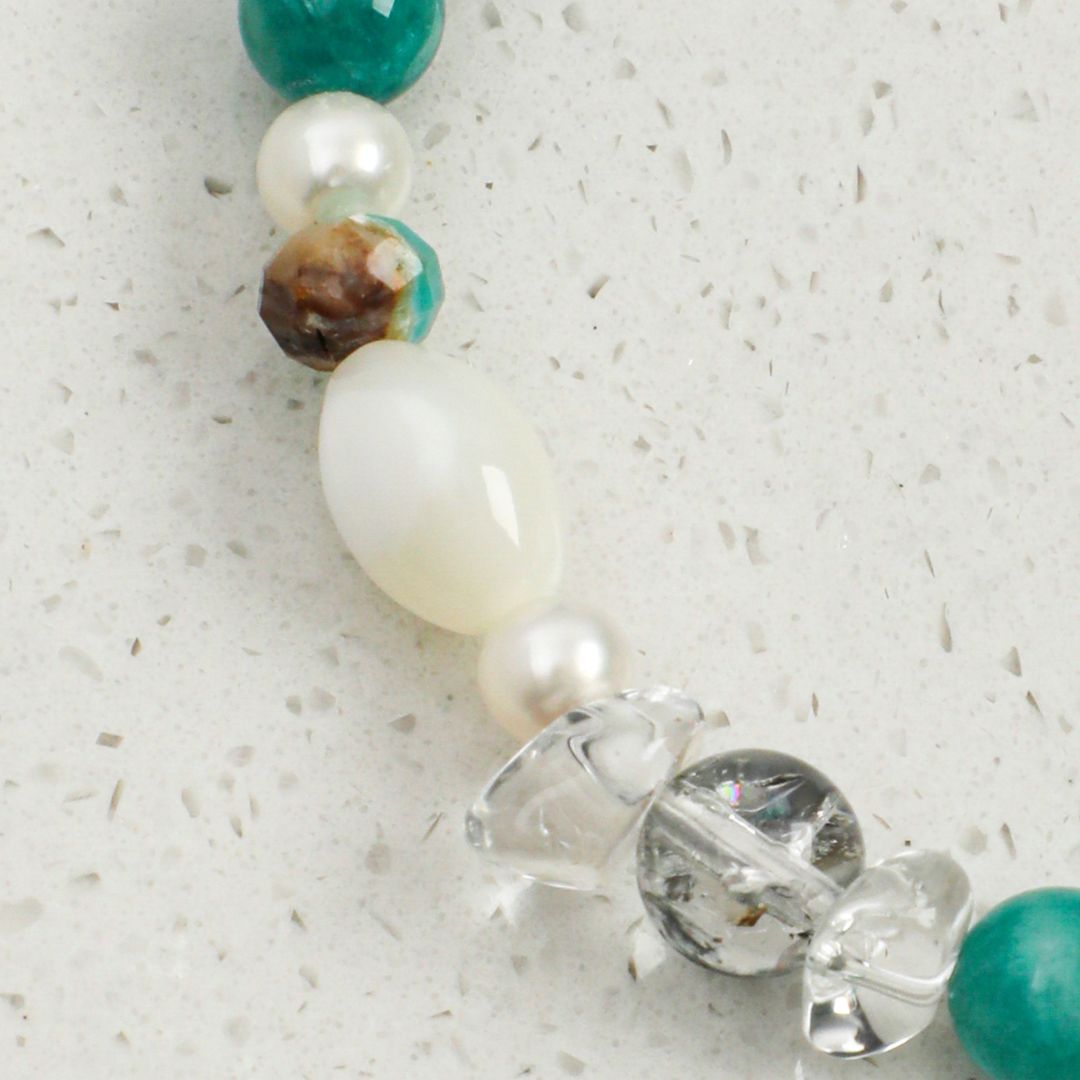 Aqua Rhythm — Amazonite, Crystal & Pearl Bracelet