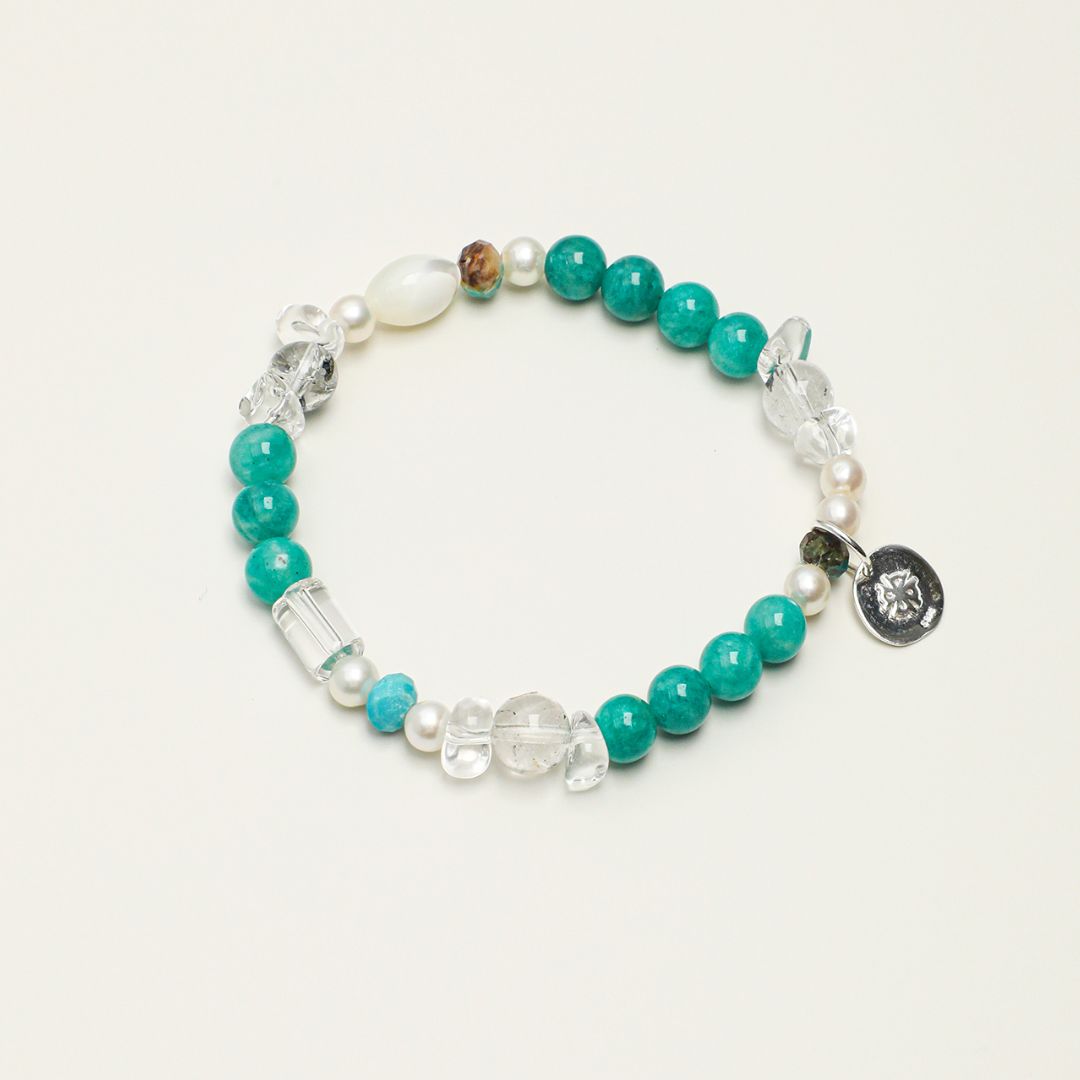 Aqua Rhythm — Amazonite, Crystal & Pearl Bracelet