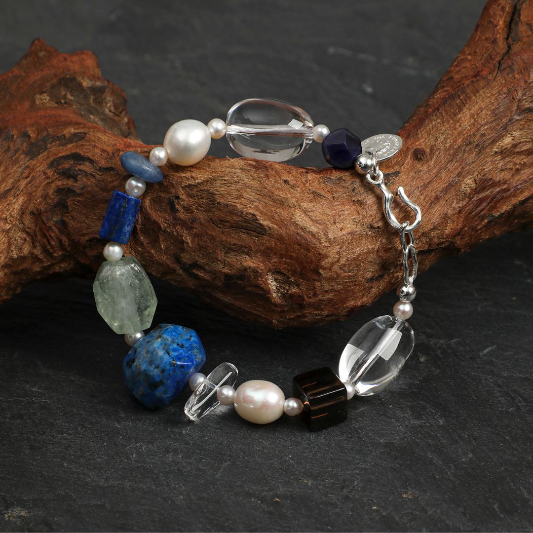 Azure Clarity — Quartz & Lapis Bracelet