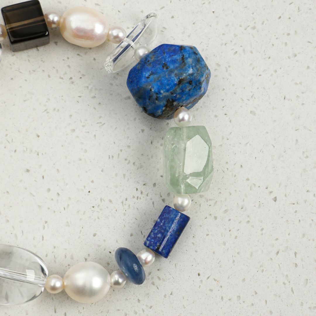 Azure Clarity — Quartz & Lapis Bracelet