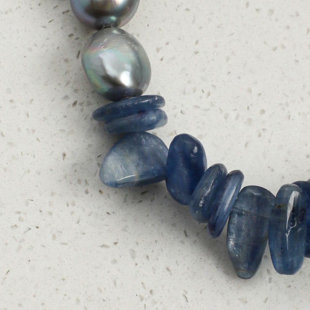 Azure Drift — Jasper, Pearl & Blue Crystal Bracelet