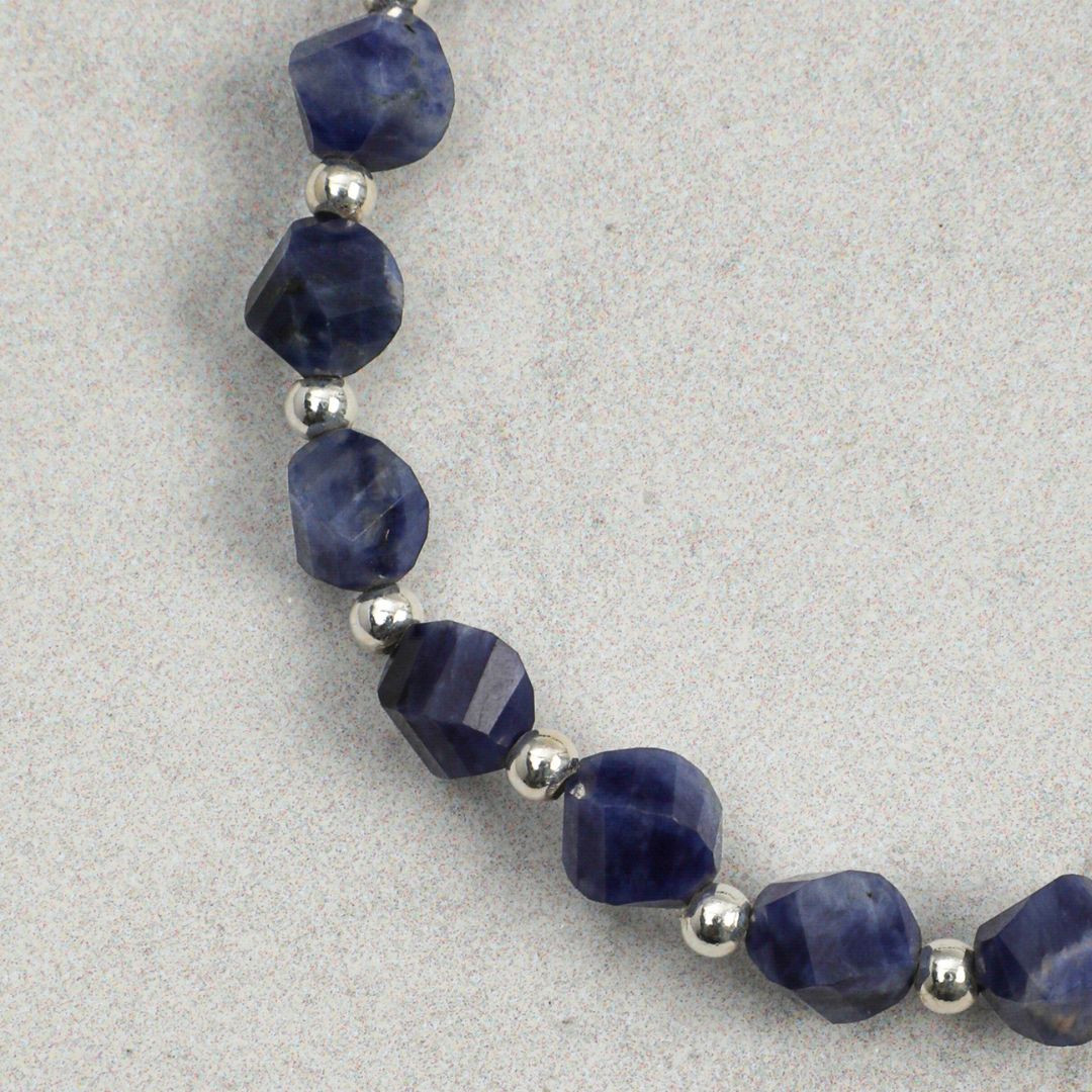 Blue Interlace — Sodalite & Grey Pearl Double-Strand Bracelet