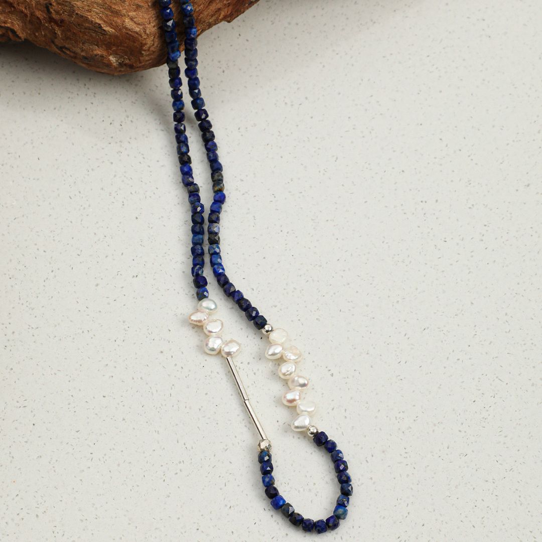 Blue Interval — Lapis Lazuli & Baroque Pearl Necklace