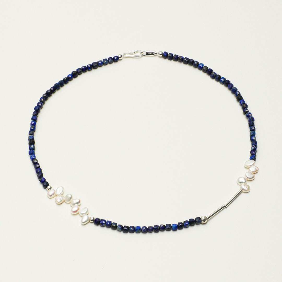 Blue Interval — Lapis Lazuli & Baroque Pearl Necklace