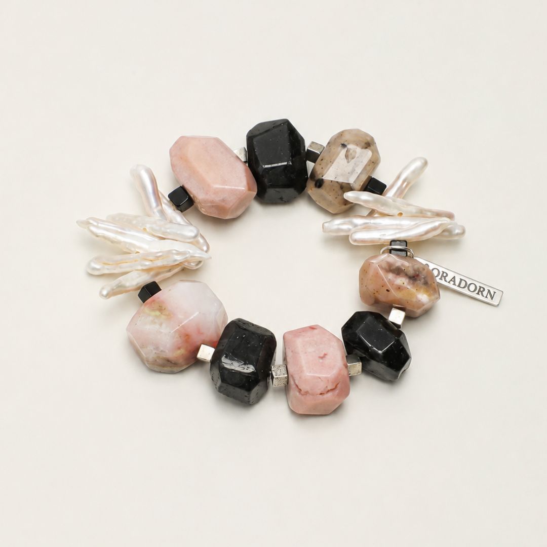 Blush Grove — Pink Opal & Baroque Pearl Bracelet