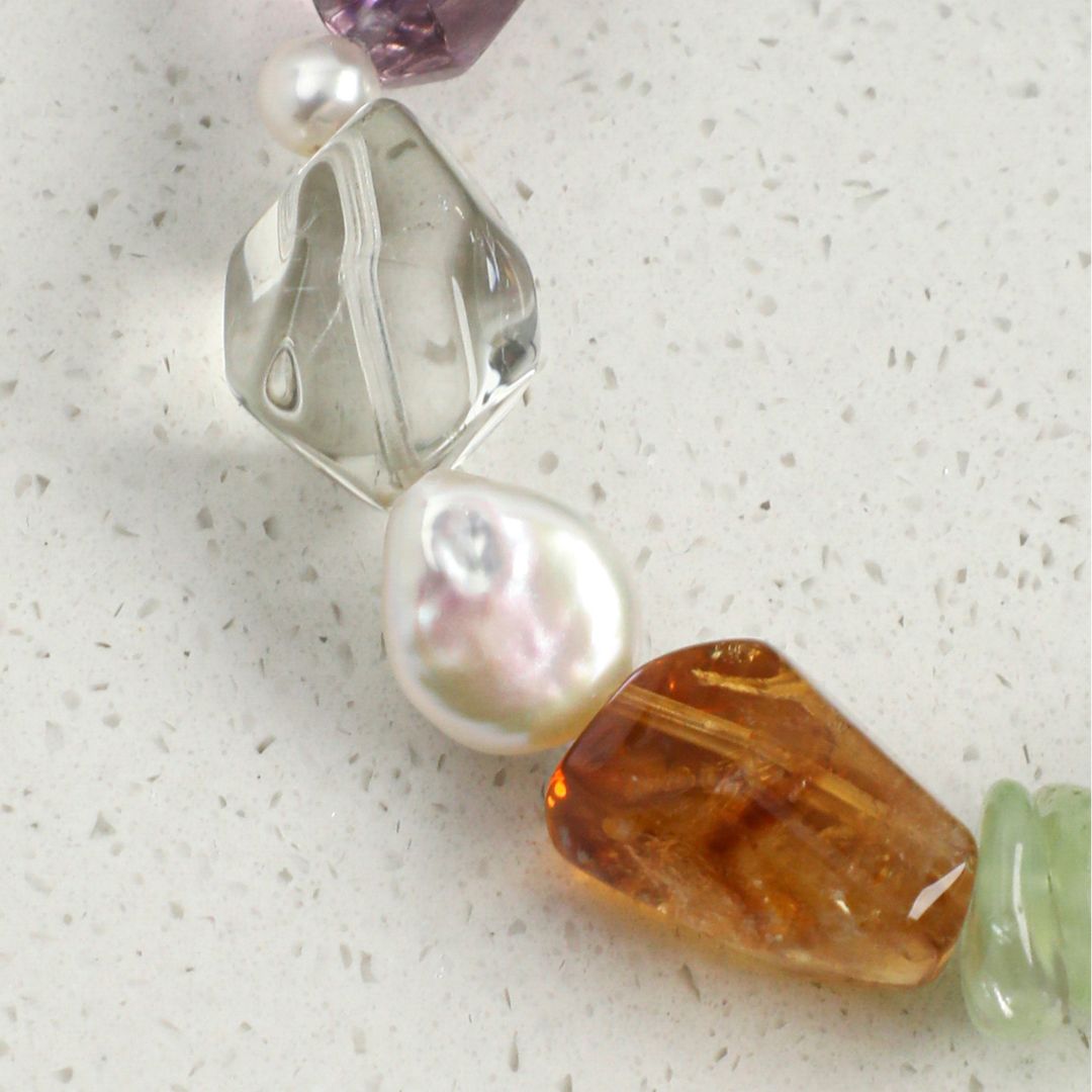 Chromatic Mosaic — Mixed Gemstone & Baroque Pearl Bracelet