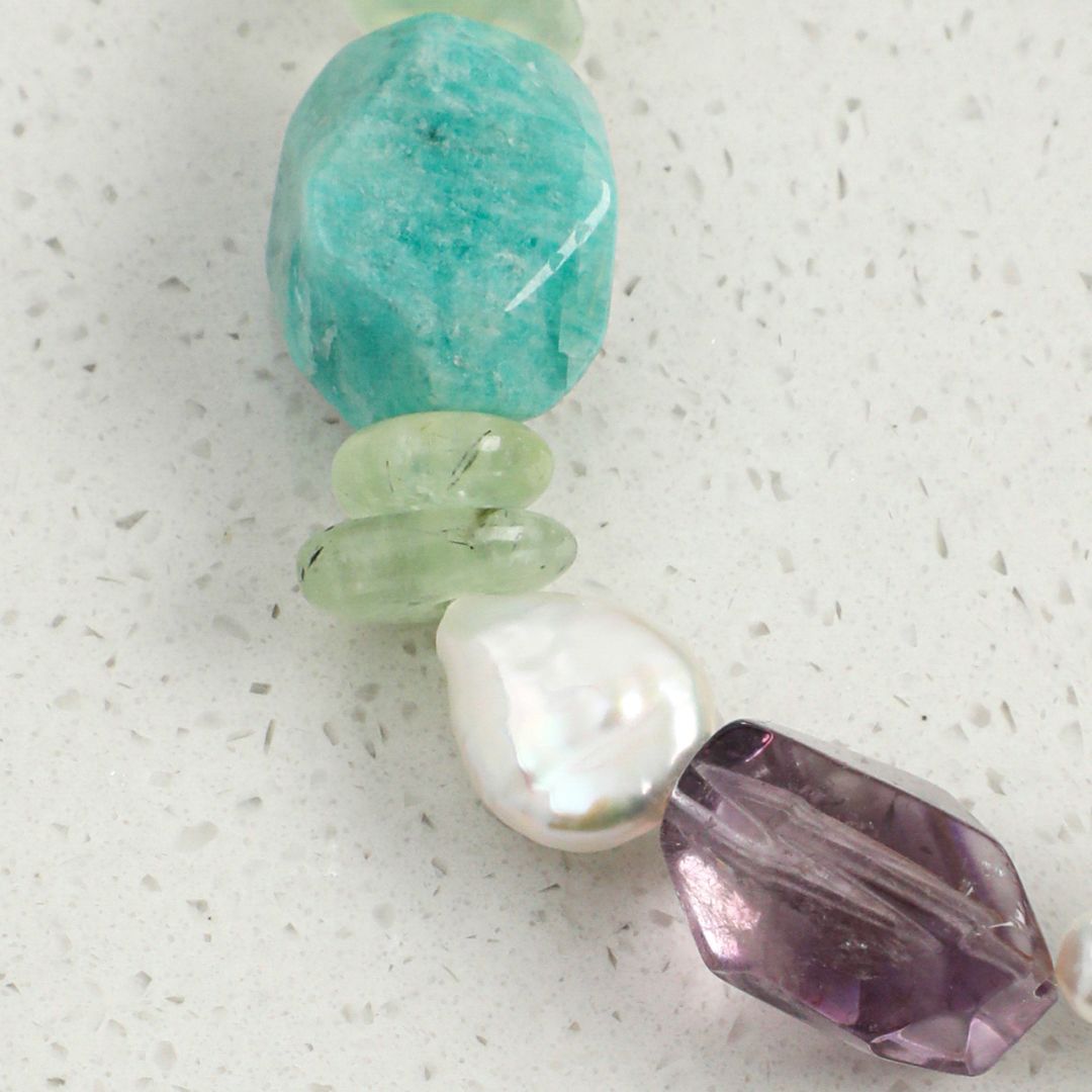 Chromatic Mosaic — Mixed Gemstone & Baroque Pearl Bracelet