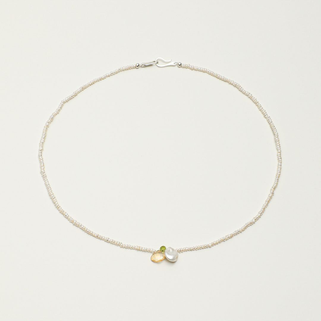 Citrus Petal — Pearl, Peridot & Citrine Necklace
