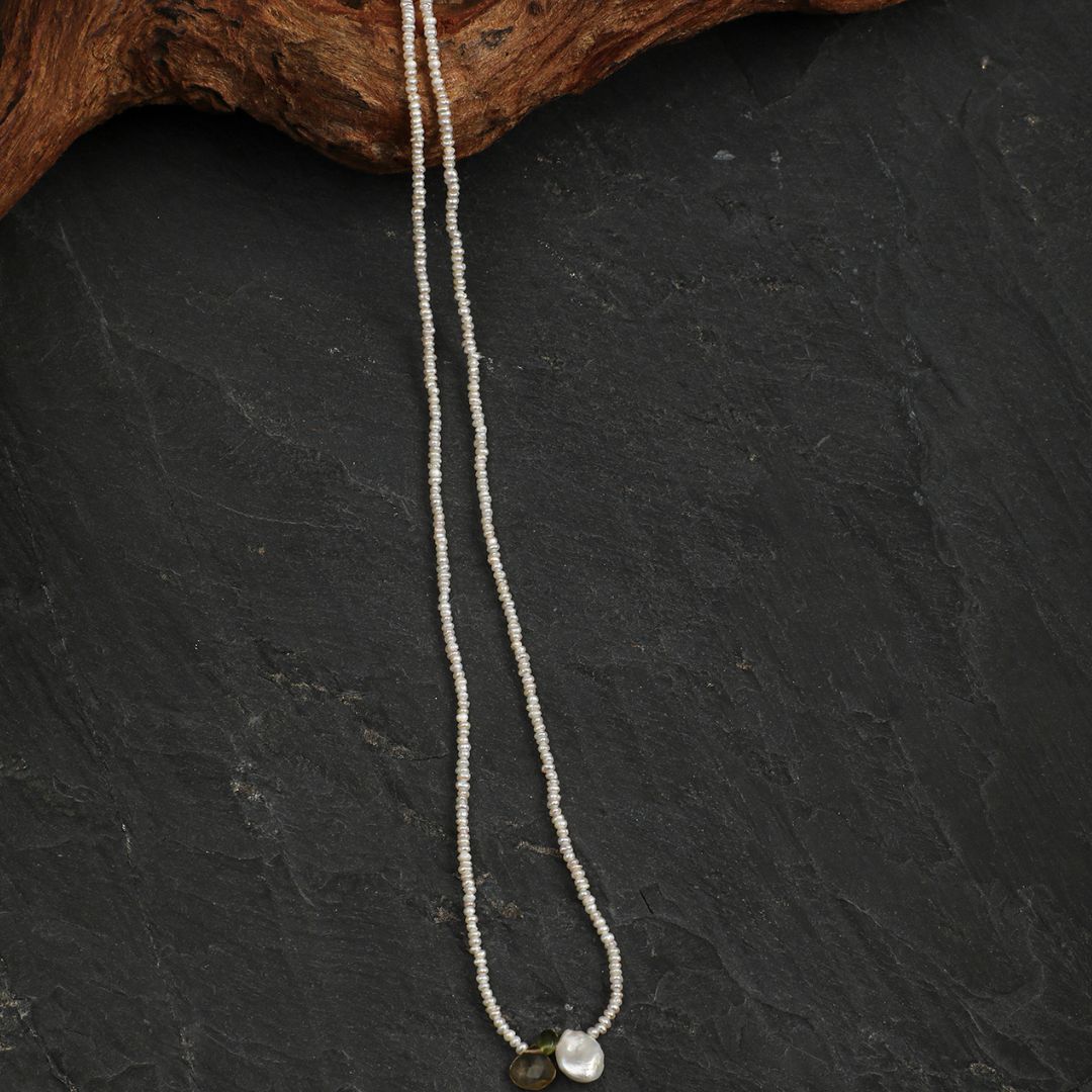 Citrus Petal — Pearl, Peridot & Citrine Necklace