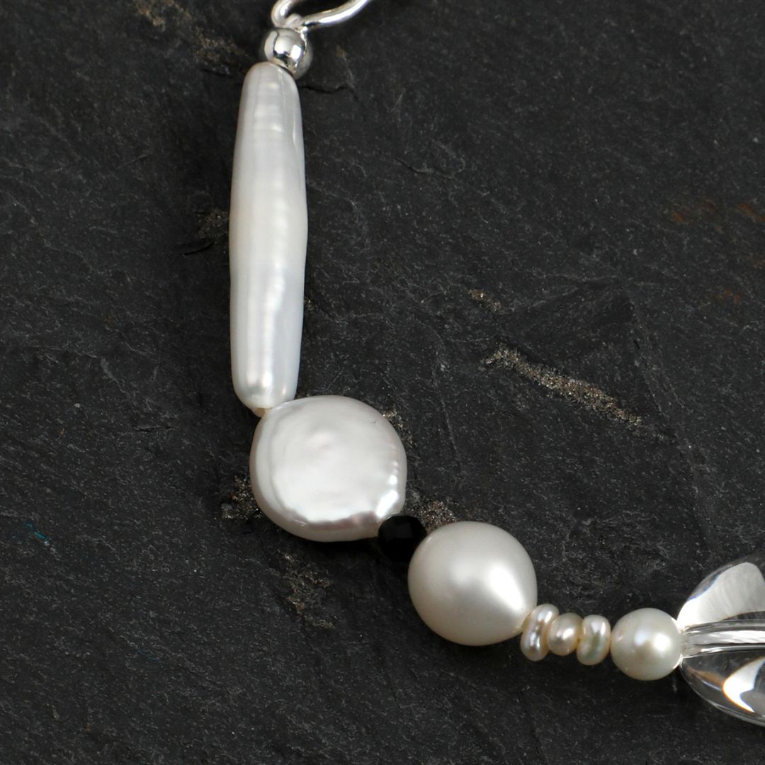 Clear Orbit — Crystal & Freshwater Pearl Bracelet