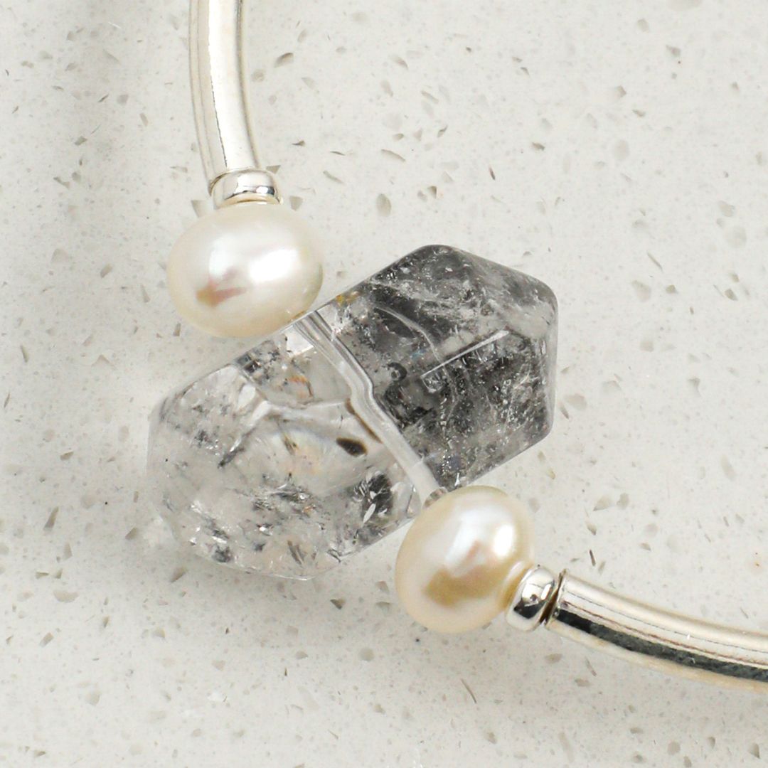 Crystal Orbit — Double-Terminated Quartz & Sterling Silver Bracelet