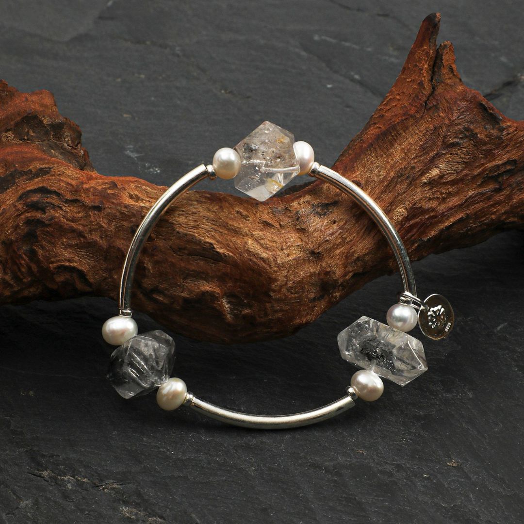 Crystal Orbit — Double-Terminated Quartz & Sterling Silver Bracelet