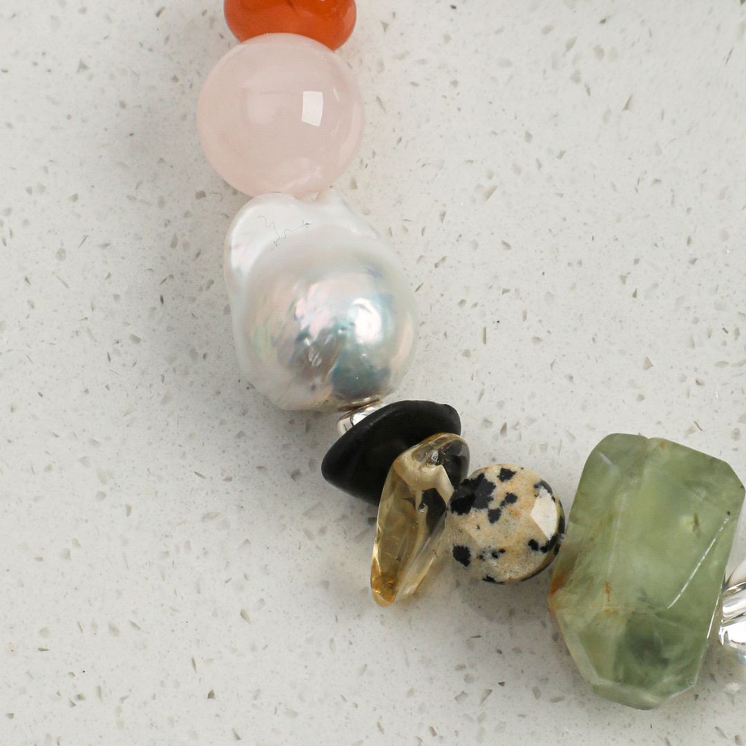Forest Mosaic — Mixed Stone & Pearl Bracelet