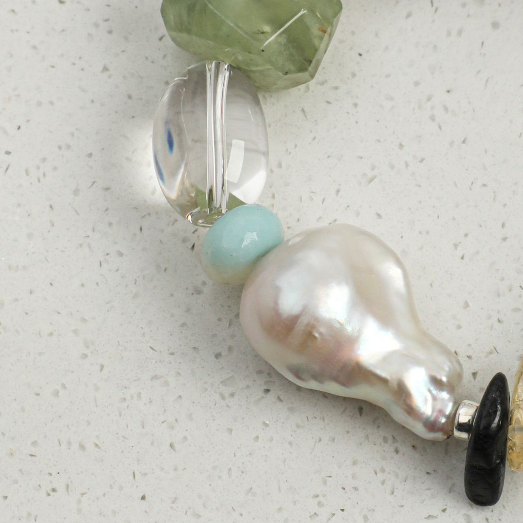 Forest Mosaic — Mixed Stone & Pearl Bracelet
