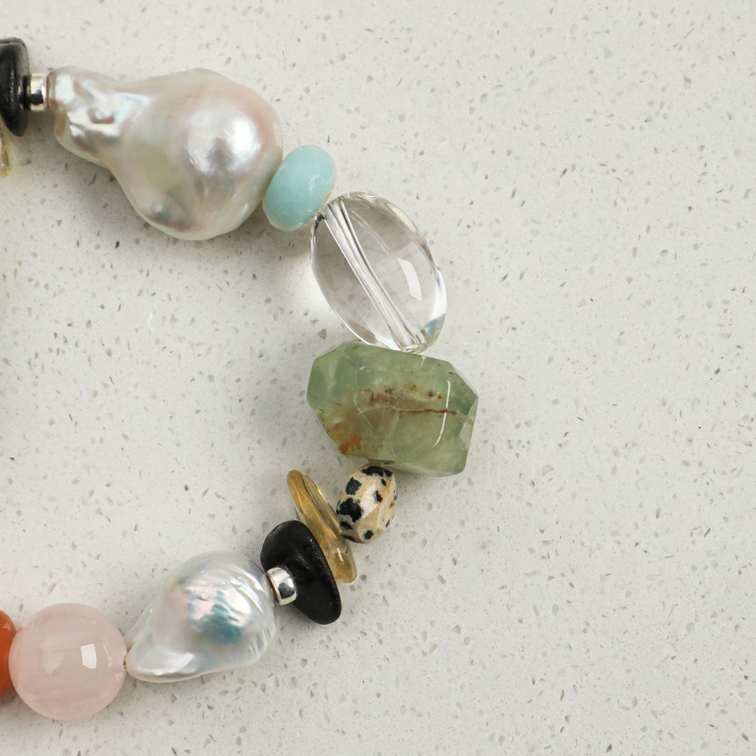 Forest Mosaic — Mixed Stone & Pearl Bracelet