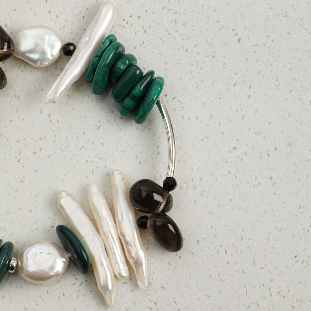 Forest Tides — Smoky Quartz & Malachite Bracelet