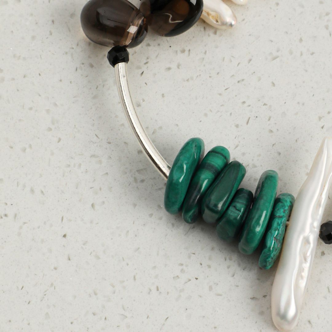 Forest Tides — Smoky Quartz & Malachite Bracelet