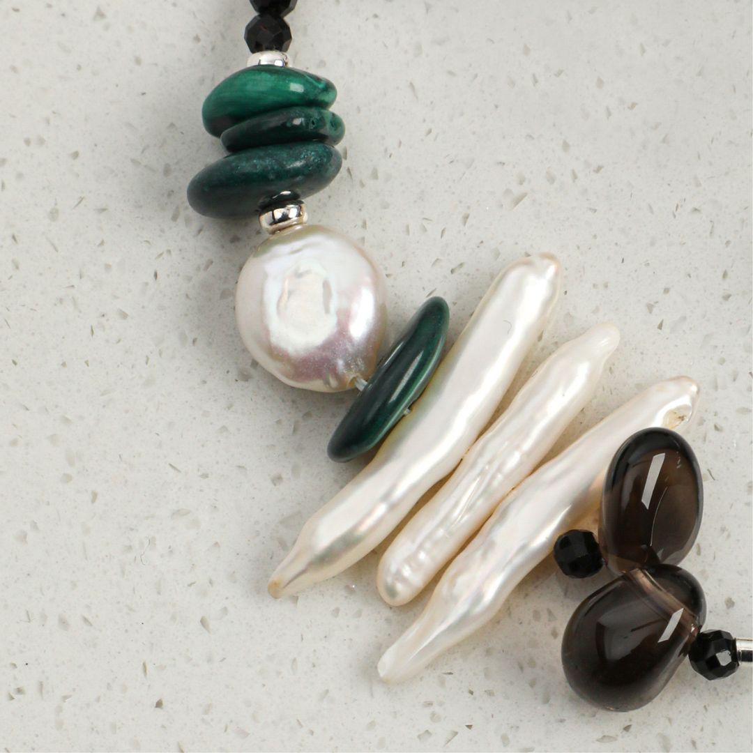 Forest Tides — Smoky Quartz & Malachite Bracelet