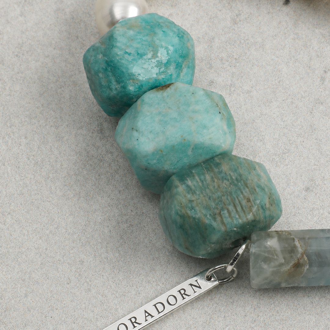 Glacial Passage — Amazonite, Blue Stone & Pearl Bracelet