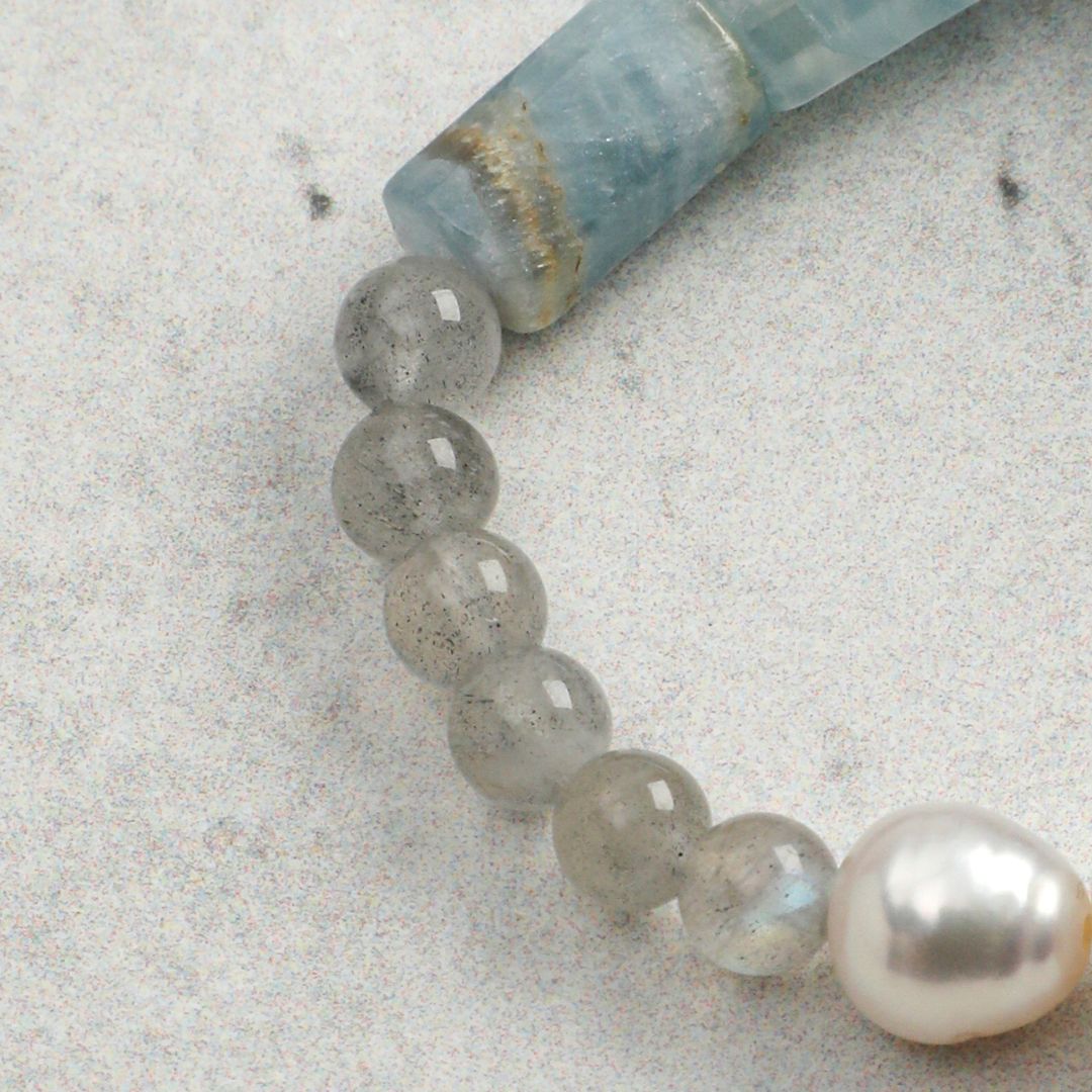 Glacial Passage — Amazonite, Blue Stone & Pearl Bracelet