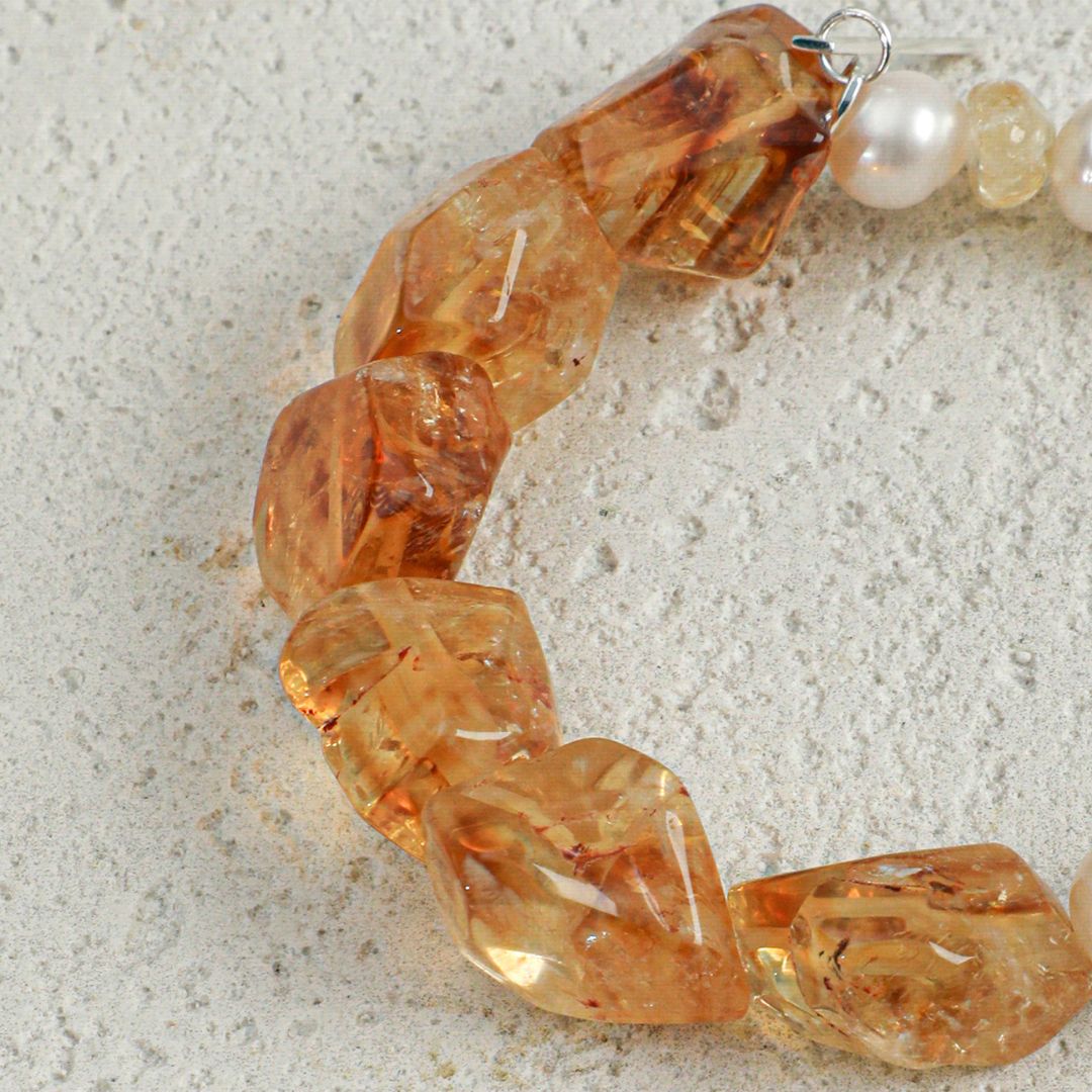Golden Drift — Citrine & Pearl Bracelet