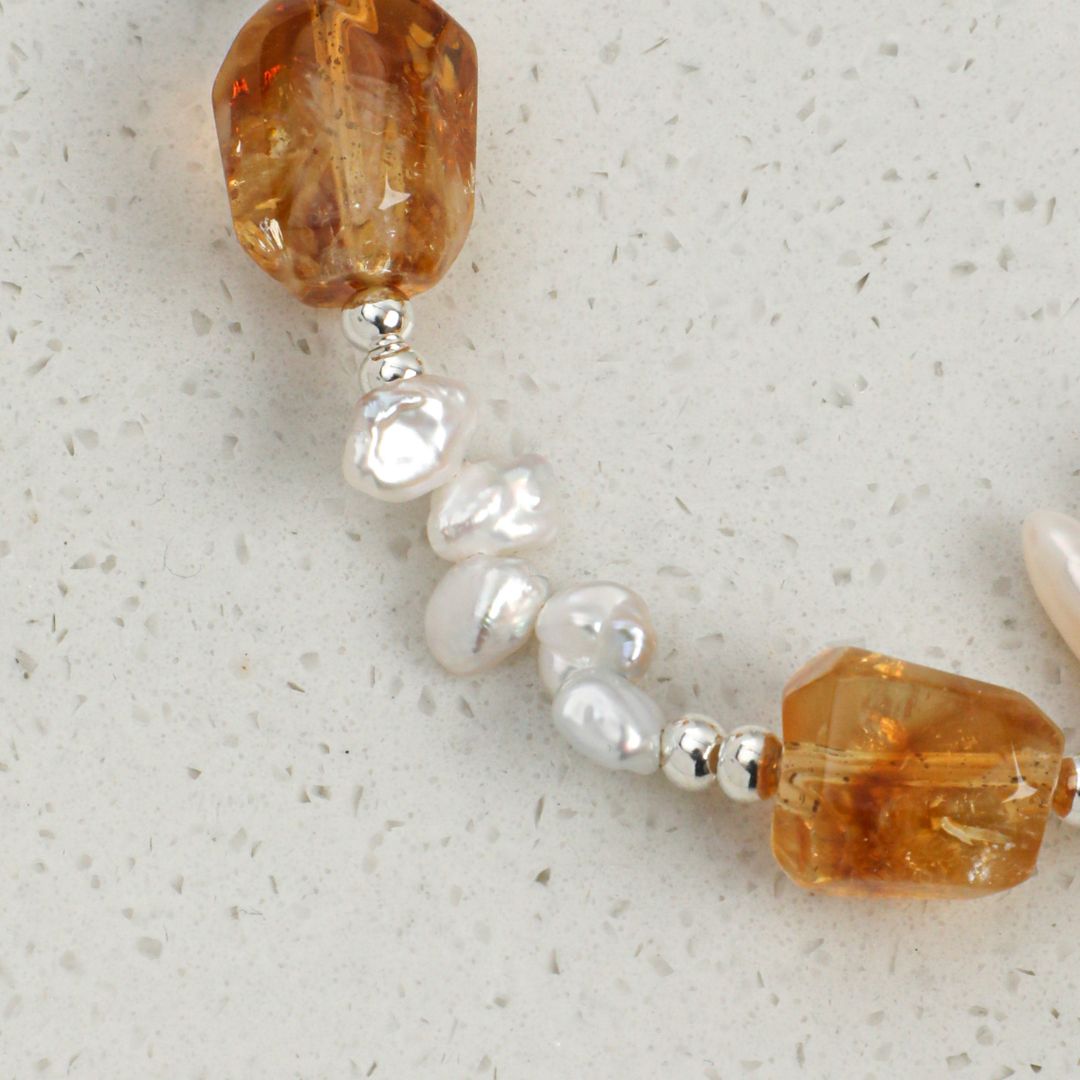 Golden Reed — Citrine & Baroque Pearl Bracelet