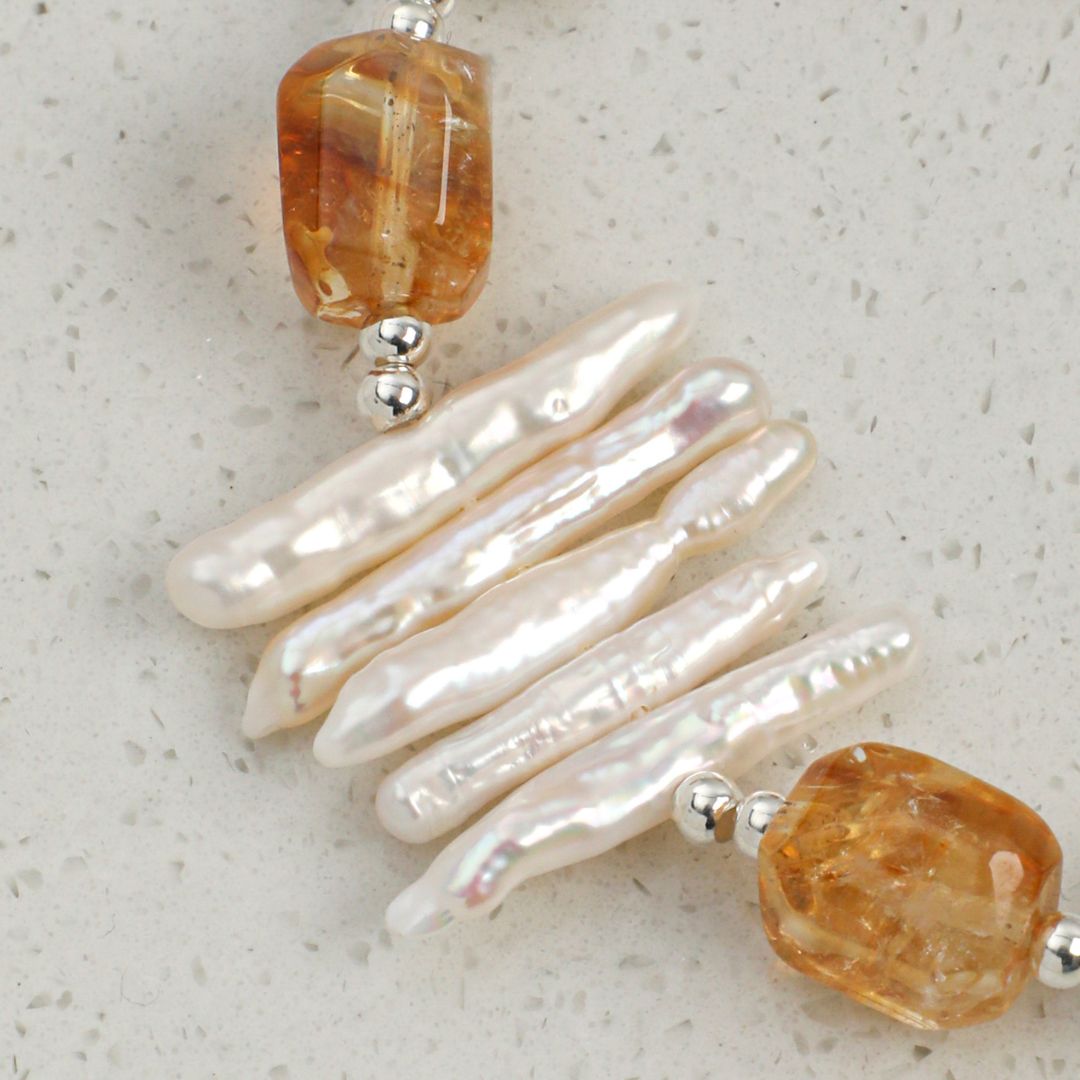 Golden Reed — Citrine & Baroque Pearl Bracelet