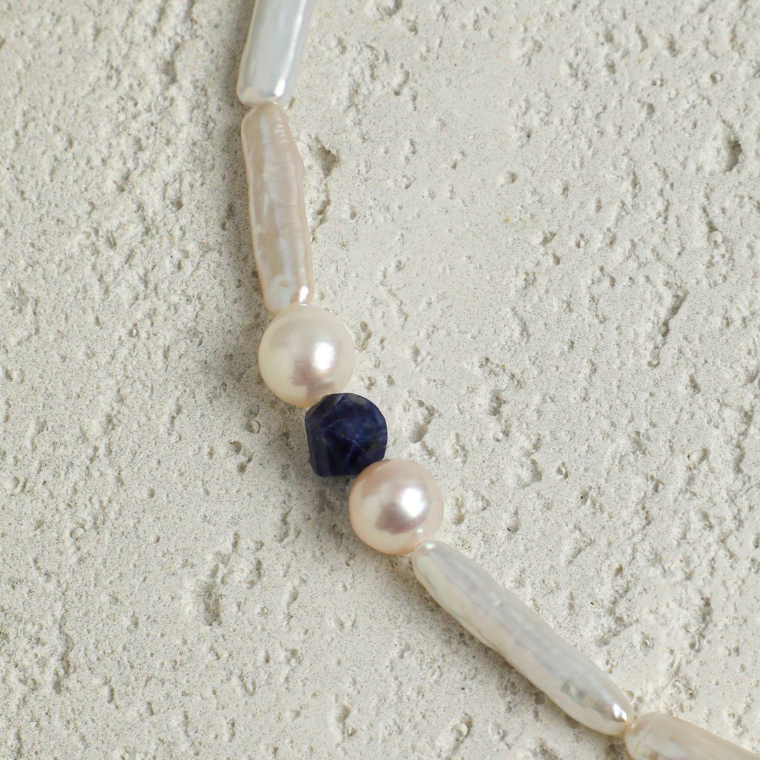 Indigo Line — Pearl & Lapis Necklace