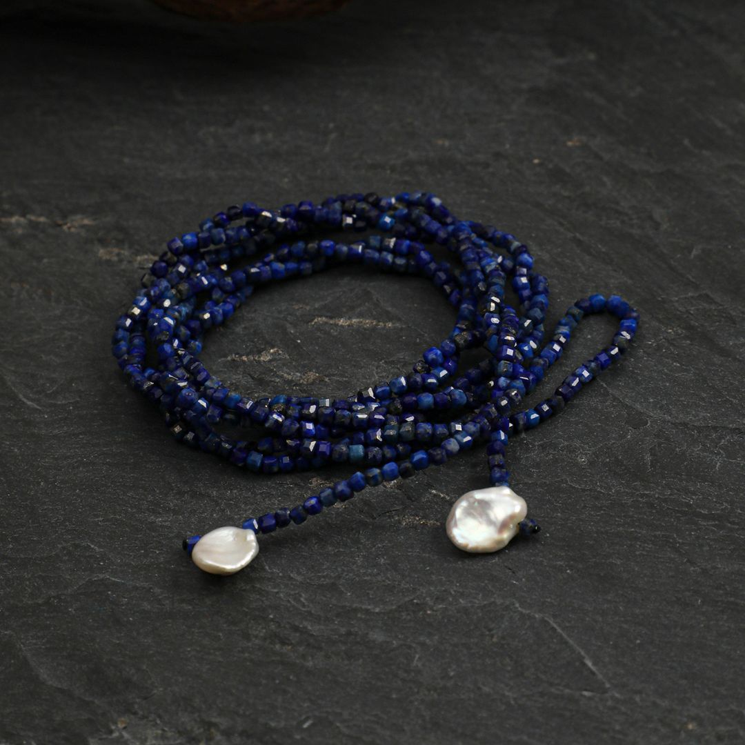 Indigo Orbit — Lapis Lazuli Wrap Necklace