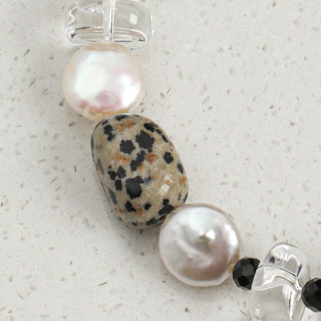 Inkscatter — Clear Quartz & Pearl Bracelet