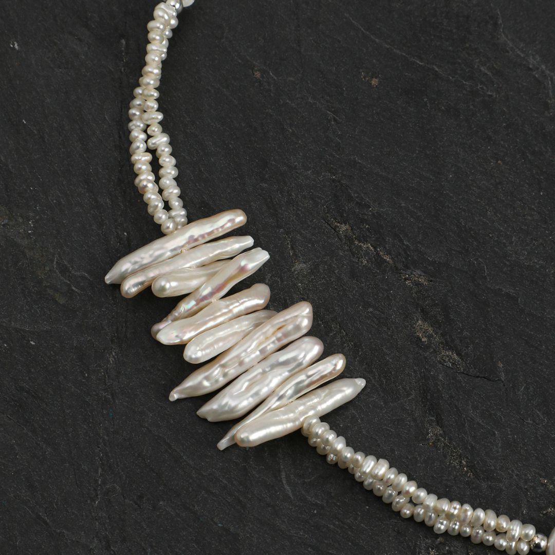 Ivory Ripple — Baroque Pearl & Clear Quartz Necklace