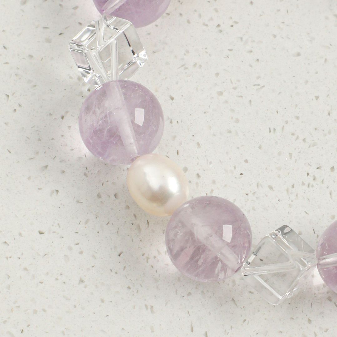 Lilac Facet — Amethyst, Clear Quartz & Pearl Bracelet