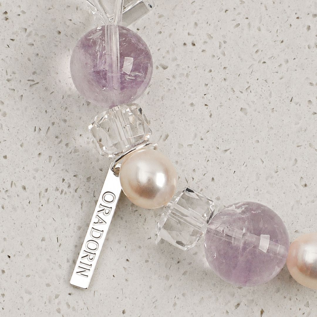 Lilac Facet — Amethyst, Clear Quartz & Pearl Bracelet