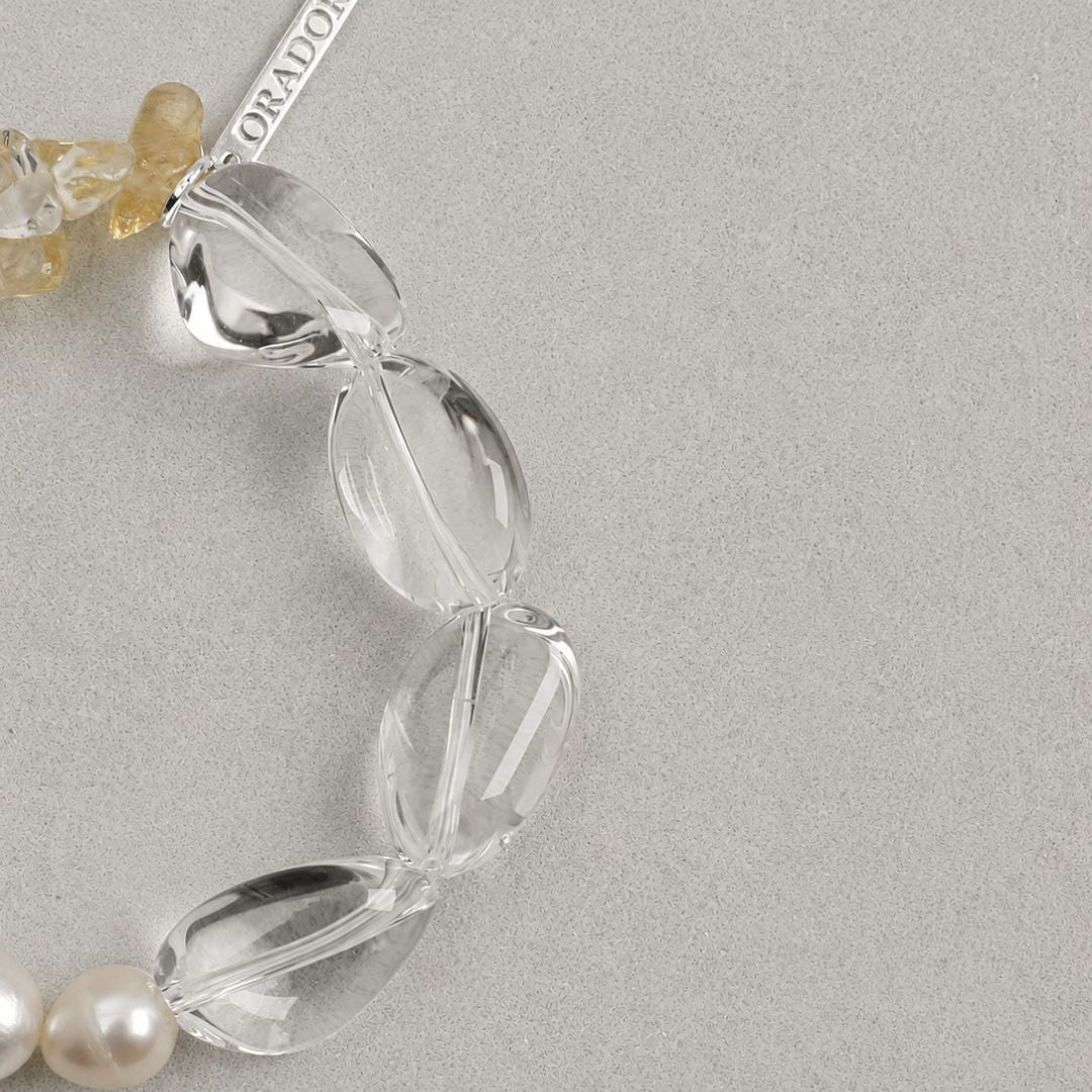 Lucent Amber — Clear Quartz, Citrine & Pearl Bracelet