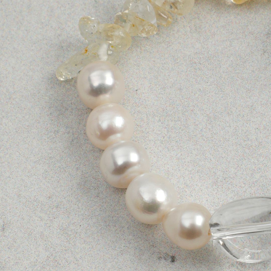 Lucent Amber — Clear Quartz, Citrine & Pearl Bracelet