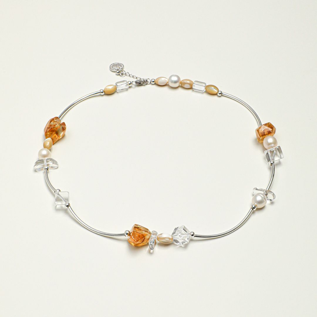 Lumen Line — Citrine & Crystal Necklace