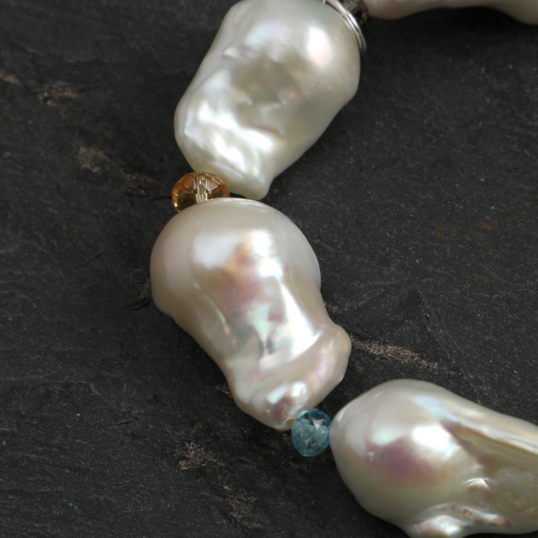 Lustre Cove — Baroque Pearl & Multistone Bracelet