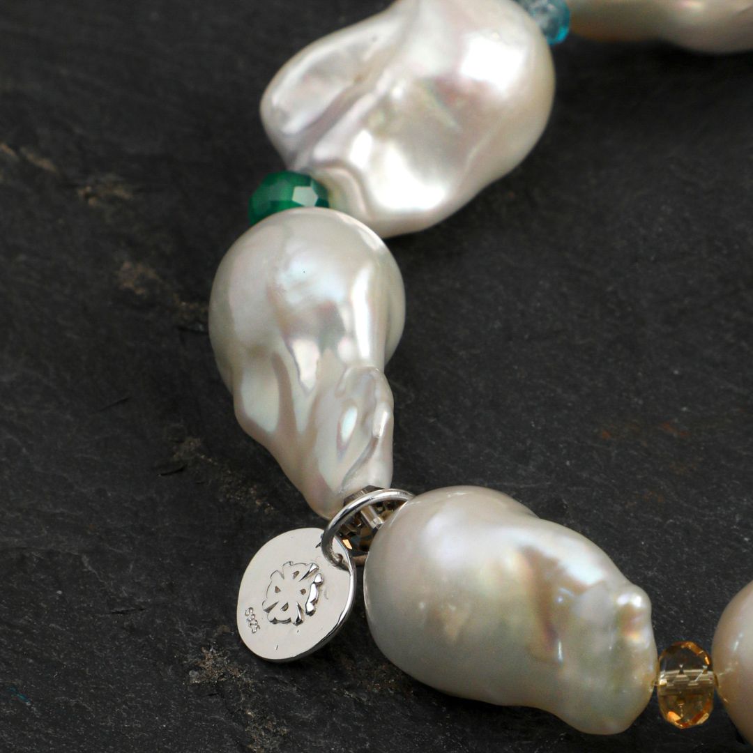 Lustre Cove — Baroque Pearl & Multistone Bracelet