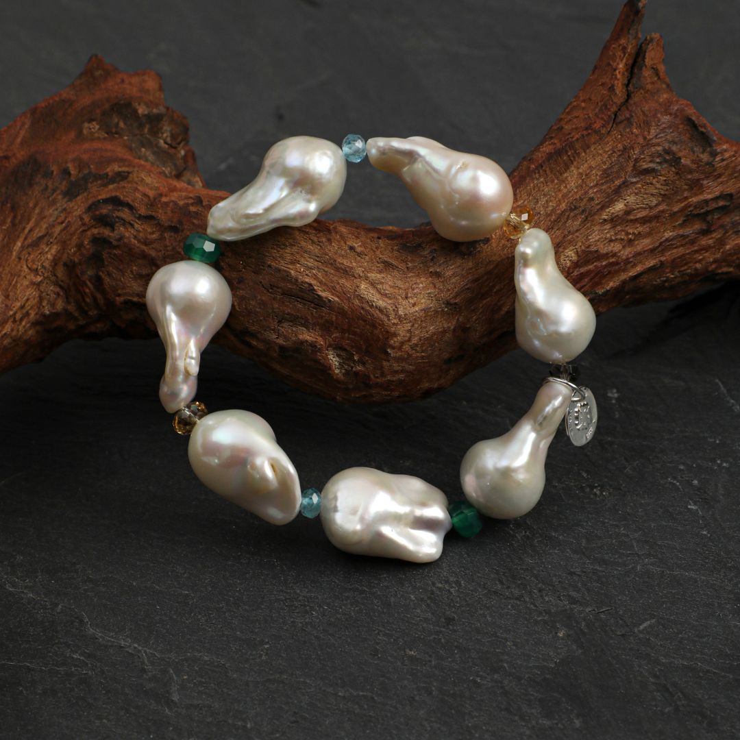 Lustre Cove — Baroque Pearl & Multistone Bracelet