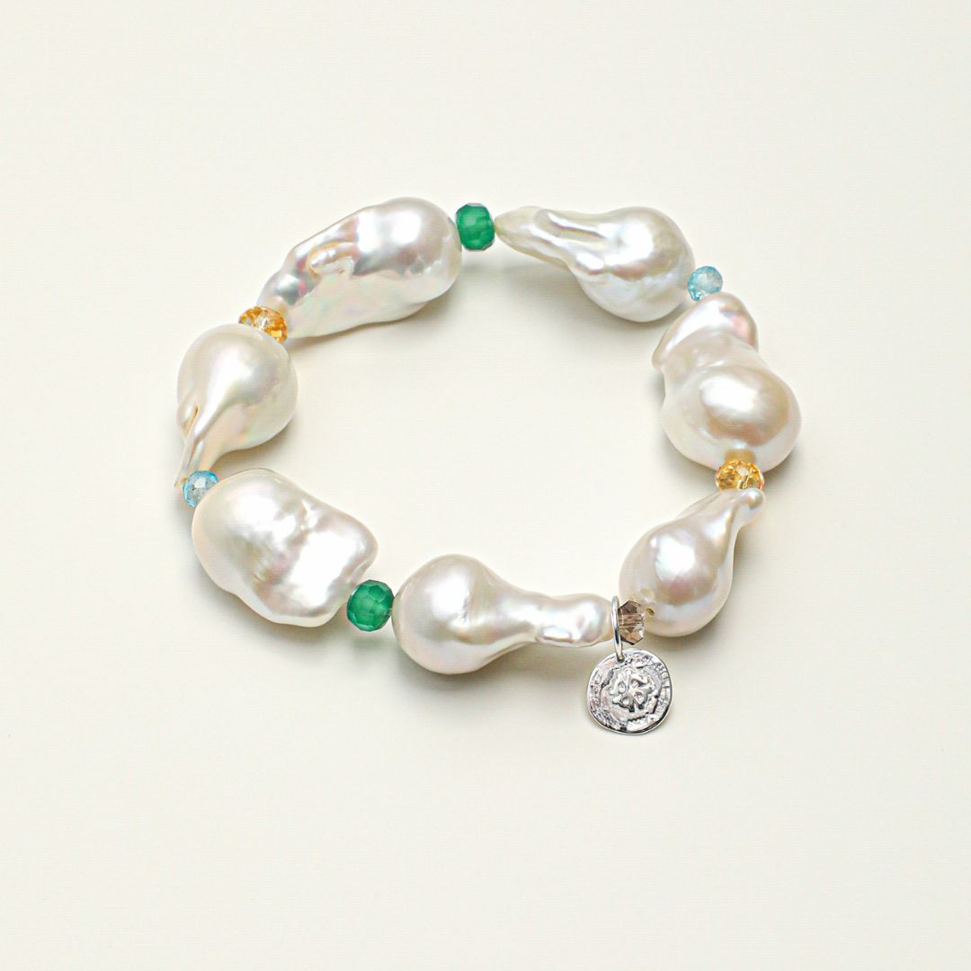 Lustre Cove — Baroque Pearl & Multistone Bracelet