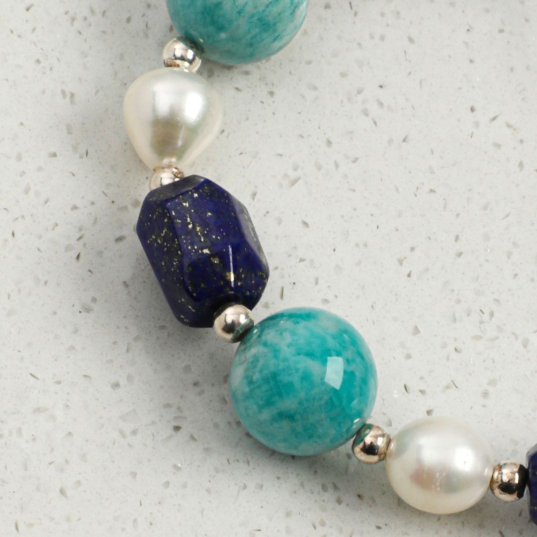 Midnight Current — Lapis & Black Quartz Bracelet