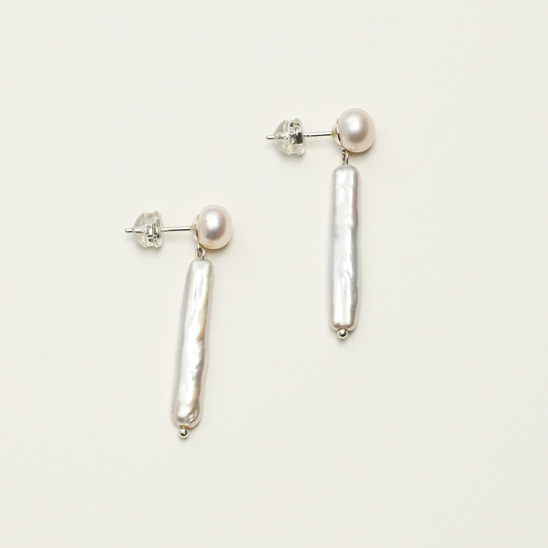 Moon Pearl — Double Pearl Drop Earrings