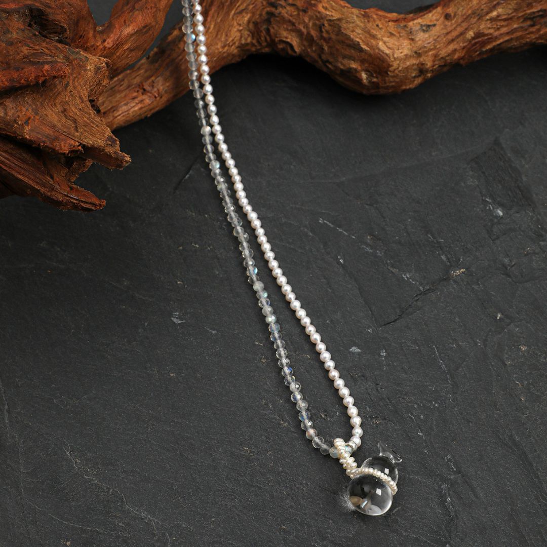 Moonveil Drift — Pearl & Moonstone Necklace