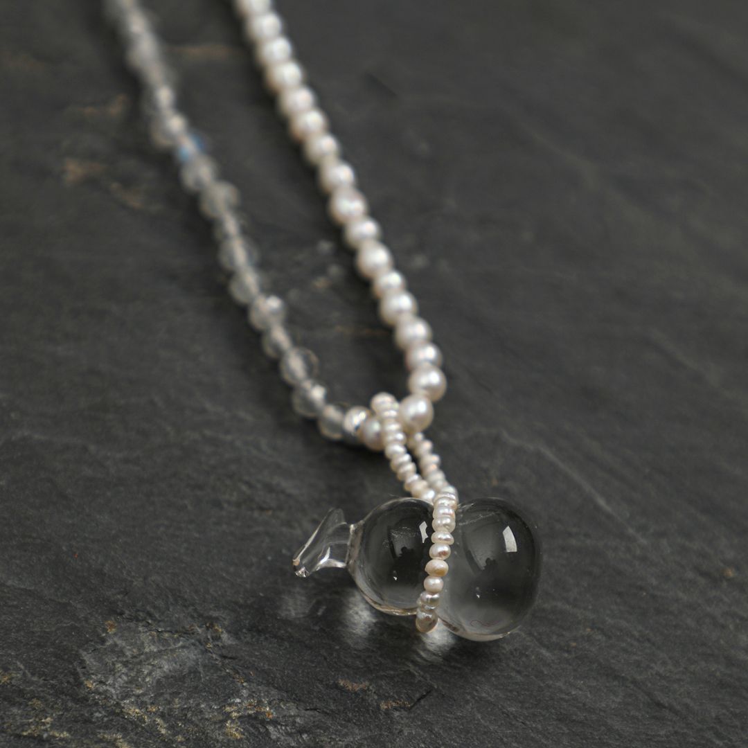 Moonveil Drift — Pearl & Moonstone Necklace