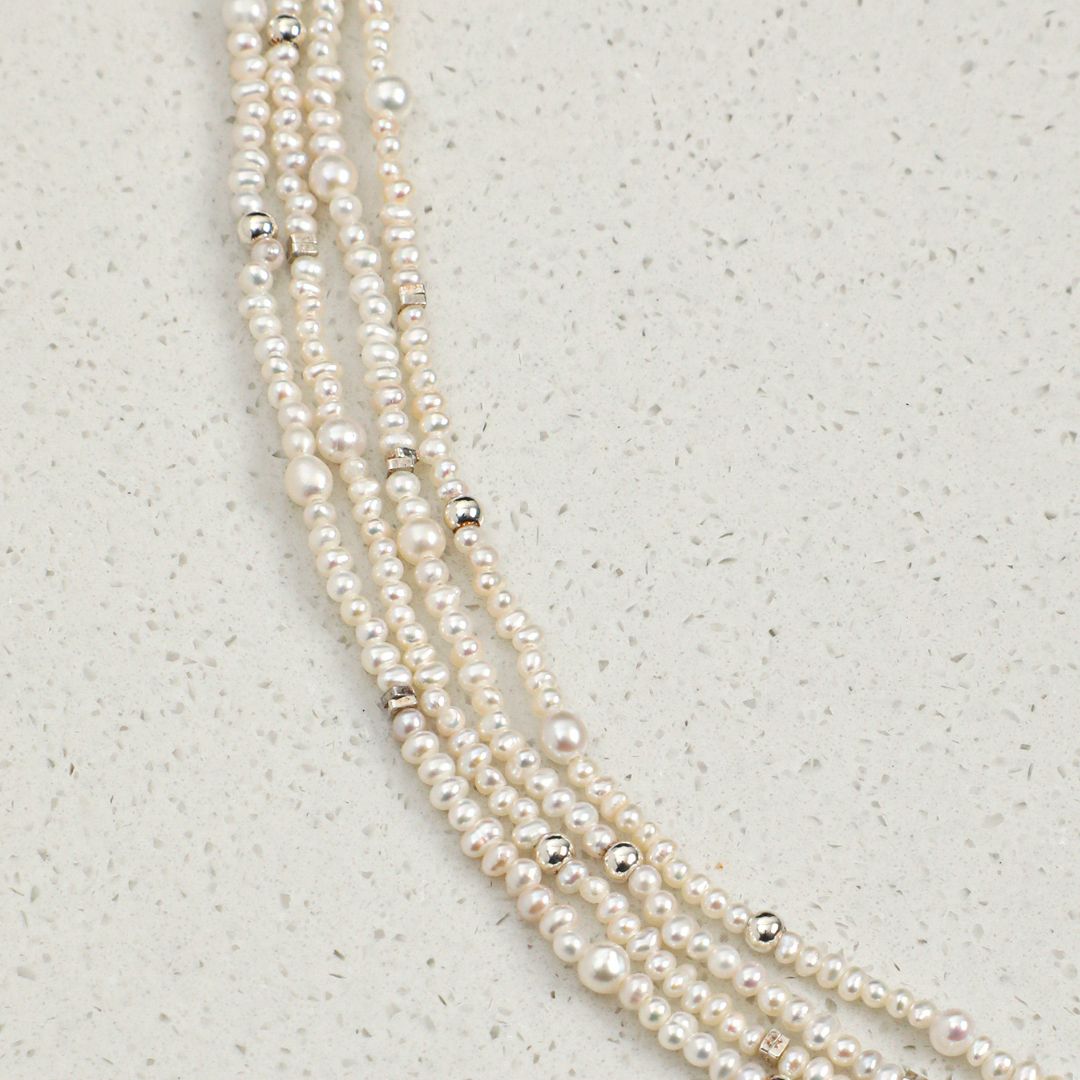 Nocturne Cascade — Black Tourmaline & Pearl Necklace