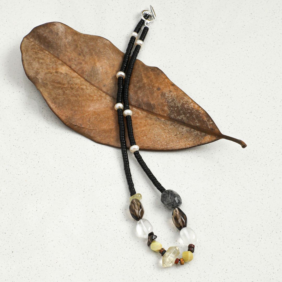 Nocturne Glint — Smoky Quartz & Crystal Necklace